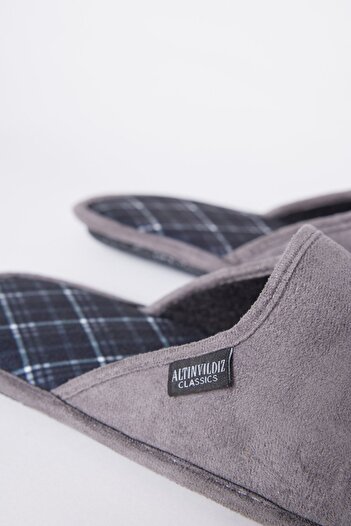 ALTINYILDIZ CLASSICS Erkek Twigy Ev Terliği Antrasit-Gri Yumuşak Taban Damat Çeyiz Bohçası