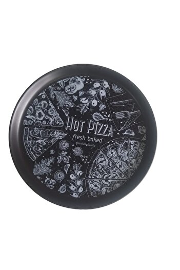 Keramika 28 Cm Matte Black Pizza Plate