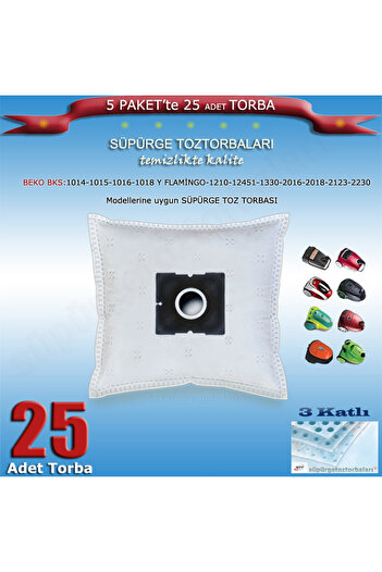 Beko BKS 1014-1015-1016-1018 Y-1210-1245-1330-2016-2018-2123-2230 Συμβατή τσάντα σκόνης ηλεκτρικής σκούπας 25 τεμάχια