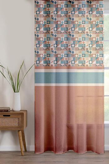 Else Dekor 140x260cm Brown Retro Printed Tulle Living Room Kitchen Curtain