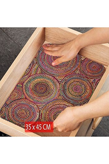Else Dekor Jute Patterned Anti-Slip Shelf Cupboard Drawer Cover Washable Refrigerator Interior Mat