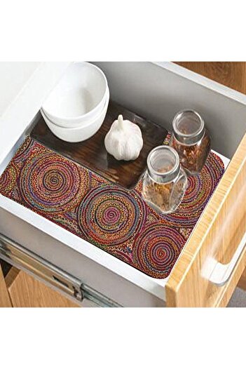 Else Dekor Jute Patterned Anti-Slip Shelf Cupboard Drawer Cover Washable Refrigerator Interior Mat