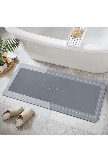 Else Dekor Else Gray Patterned Shower Runner Bathroom Rug Doormat One Piece 40x100cm