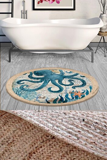 Else Halı Round Jute Knitted Bath Mat