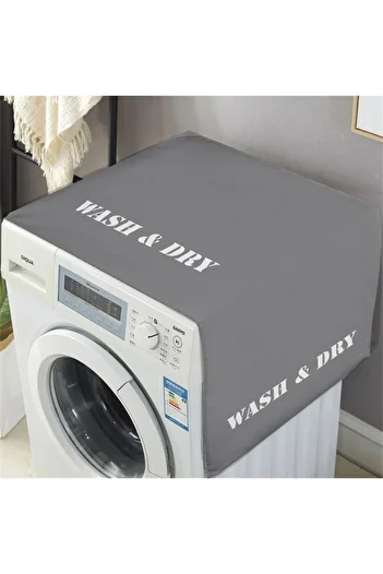 Else Dekor Gray White Patterned Decorative Dish Drying and Washing Machine Cover 60x140cm