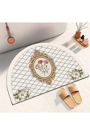 Else Dekor Absorbent Shower Front Bath Mat Toilet Seat One Piece Half Moon Bath Rug