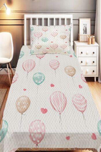 Else Dekor Single Pink Blue Balloon Patterned Children's Pique Set
