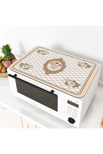 Else Dekor Patterned Microwave Oven Cover Protective Mat Non-Slip Base Washable Organizer Case