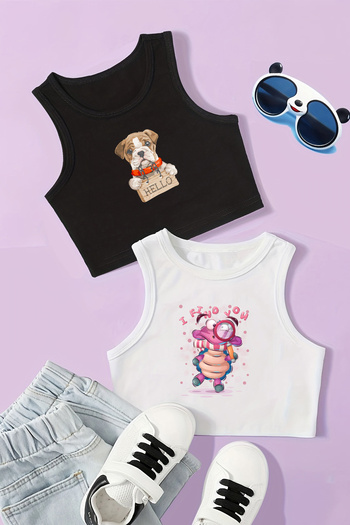 MYADA Бюстие за момичета с щампа на костенурка Hello Doggie