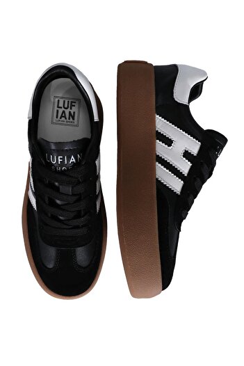 Lufian Women's Black Sneakers - 100% Leather, Casual Sneakers