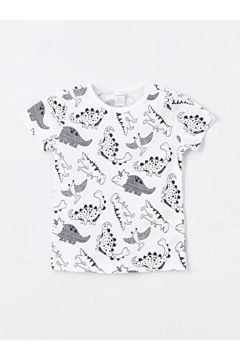 LC Waikiki Lcw Baby Crew Neck Short Sleeve Printed Baby Boy Sleepwear Top