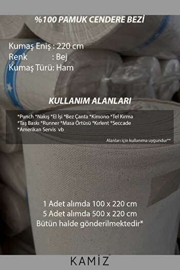 KAMİZ Πανί Cendere Buldan Ύφασμα 100% Βαμβακερό Ύφασμα, 1 Τεμάχιο 100x220 εκ.