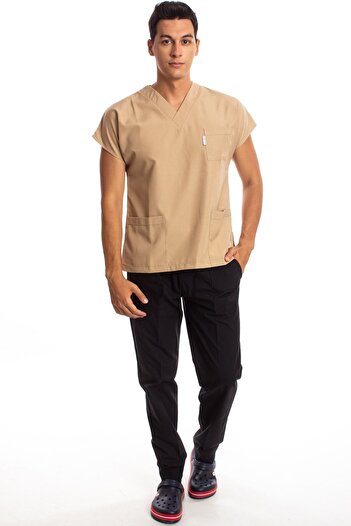 Simirna Üniforma Scrubs χειρουργικής γιατρού νοσοκόμας Camel Color Top Μαύρο κάτω κοστούμι ζέρσεϊ