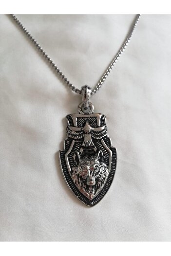 Judas Takı Men's Wolf Necklace - Eagle Detailed