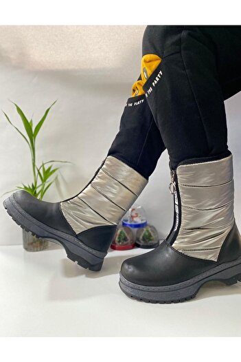 Demashoes Çocuk Platin Kar Çizmesi Su Geçirmez Kaymaz Taban