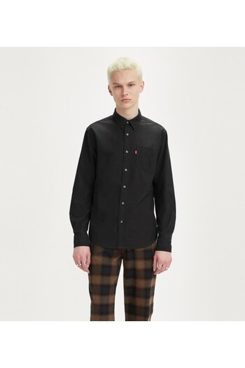 Levi's Men's Plain Black Shirt Collar Long Sleeve Shirt