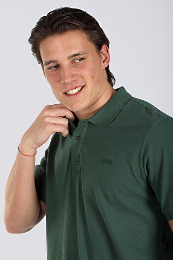Lee Cooper Ανδρικό μπλουζάκι Twıns 1 Pike Polo Collar 242025 Σκούρο πράσινο