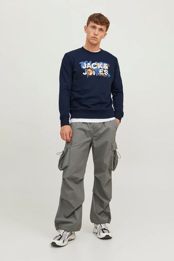 Jack & Jones Чоловічий принтований світшот з велосипедним коміром 12240211 Синій