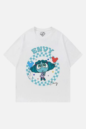 EFBUTİK Unisex White Reverse Face Envy T-shirt