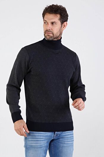 Çizgi Triko Men's Full Turtleneck Knitwear Sweater 4604e Navy Blue