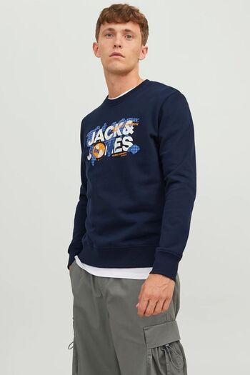 Jack & Jones Чоловічий принтований світшот з велосипедним коміром 12240211 Синій