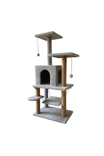 Nursoft Salıncaklı Lüx Kedi Tırmalama Kedi Oyun Evi-Gri