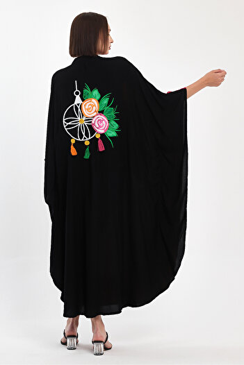 Denismoda Plus Size Embroidery Detailed Judge Collar Shirt Dress