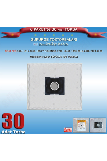 Beko BKS 1014-1015-1016-1018 Y-1210-1245-1330-2016-2018-2123-2230 Σακούλα σκόνης ηλεκτρικής σκούπας 30 τεμάχια 200120