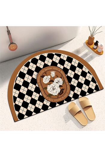 Else Dekor Else Water Absorbent Shower Front Bath Mat Toilet Seat One Piece Half Moon Bath Mat