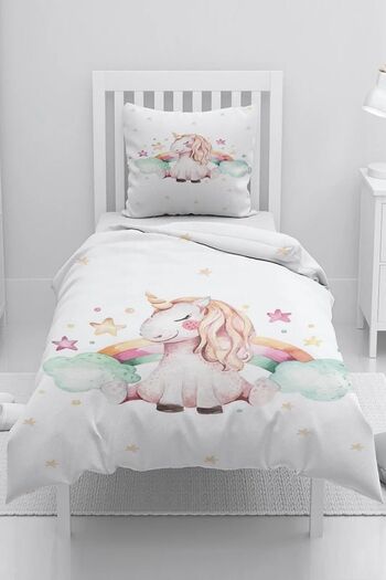 Else Dekor Unicorn Clouds Horse Rainbow Girl Patterned Single Children's Bedding Set