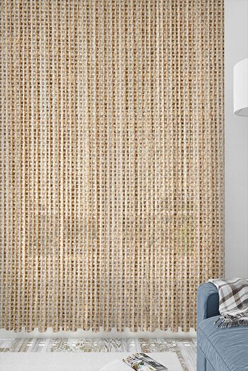 Else Dekor Wicker Weave Patterned Decorative Modern 3D Tulle Backdrop Curtain