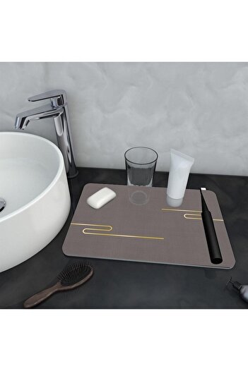 Else Dekor Bathroom Organizer Shower Shampoo Soap Cup Toothbrush Coaster Organizer Presentation Mat Gray