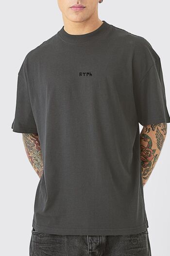 Uniquetex VEK Gokturk Alphabet Patterned - Orhun Inscriptions Printed Oversize T-shirt