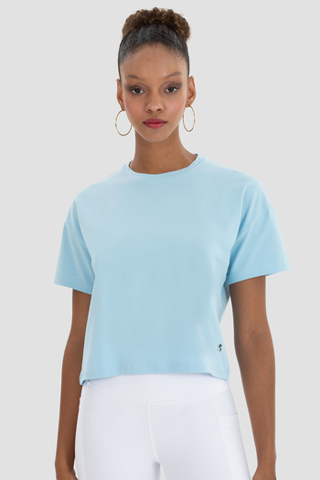 Superstacy Oversize Blue Crop Lily T-Shirt