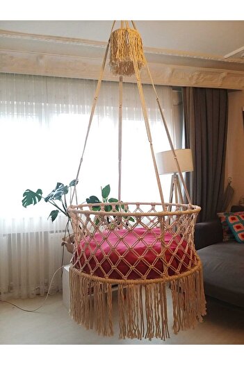 AslanButik Makrome Özel Örgü Salıncak Beşik Pamuk Ip Bebek / Çocuk