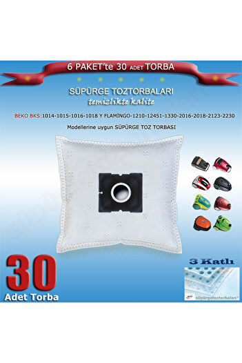 Beko BKS 1014-1015-1016-1018 Y-1210-1245-1330-2016-2018-2123-2230 Σακούλα σκόνης ηλεκτρικής σκούπας 30 τεμάχια 200120