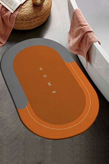 Else Dekor Else Kahve Home Patterned Shower Front Bathroom Rug Doormat Toilet Seat One Piece Oval 40x60cm
