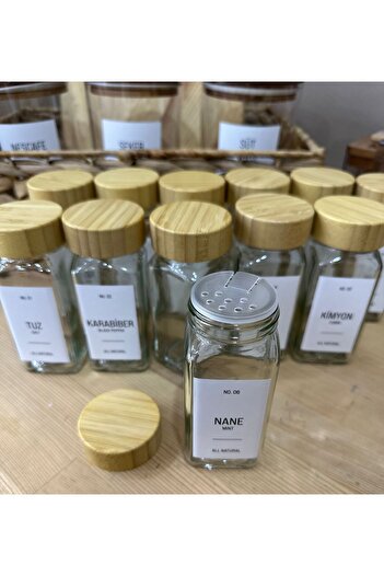 ANJEAHOME Mini 12-Piece Glass Spice Rack Set with Bamboo Lid
