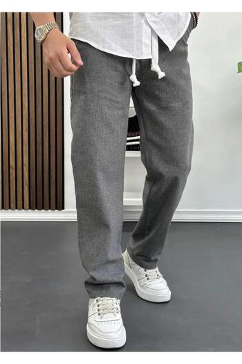 nuripo Gray Linen Men's Trousers - Relaxed Fit
