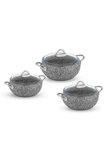 Taç Luna Granite 3-Piece Casserole Set Gray