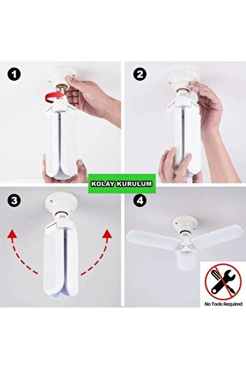 SULED Sl-1019 Pervane Ampül 40-45 W 3 Kollu Katlanır Pervane Led Ampül Tasarruflu Kanatlı Led