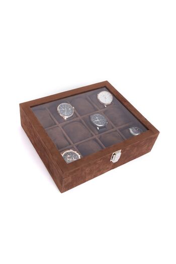 STAND MARKET Watch Box 12 Pieces Alcantara Brown
