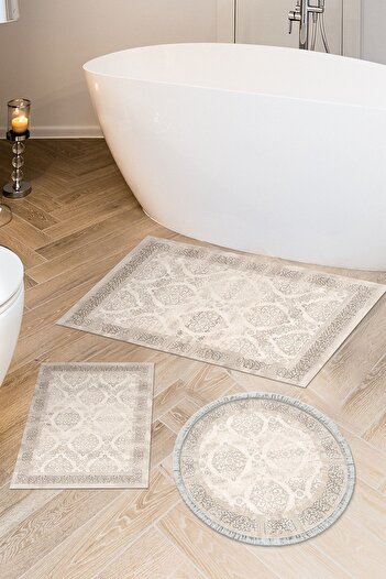 Alanur Home Eko Trend Djt 3-комплект мийних килимків для ванної кімнати з нековзною підошвою 1376 Класичний візон