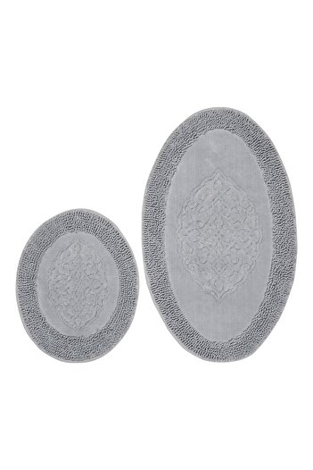 Alanur Home Salina Oval Cotton Макаронна 2-шарова килимок Сірий