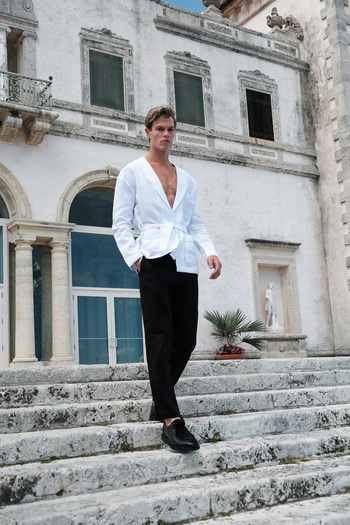 Dear Deer White 100% Linen Suit Blazer Jacket