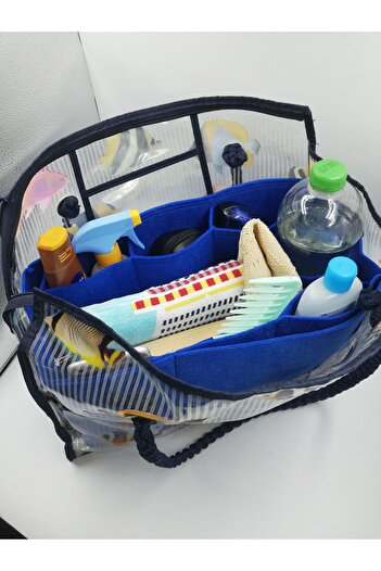 Marjinal Saks Blue Beach Bag - Organizer Inside