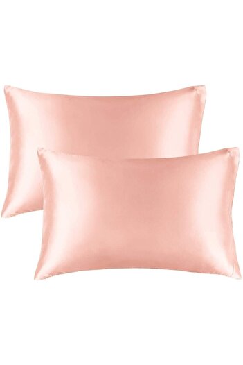 EVYA Pink Silk Satin 2'Li Pillow Case Odorless and Skin-Friendly