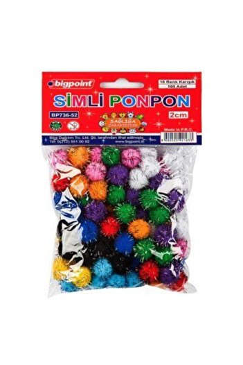 Bigpoint Pompom Glitter 2 Cm 10 Colors / 100 Pieces Poset