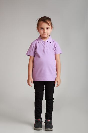 Dragora Lilac Polo Collar School Χτενισμένο Βαμβάκι