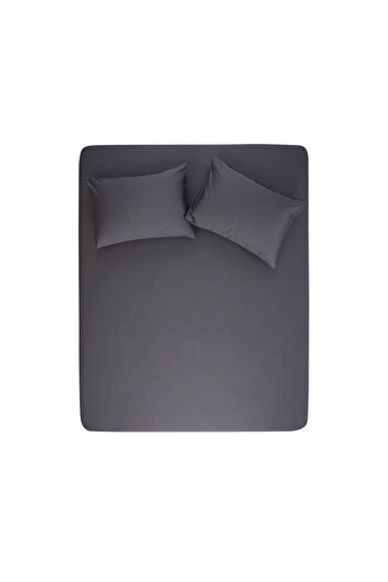 Sarev Anthracite Double Fitted Sheet 180x200 Cm and Pillow Case
